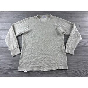 Vintage Duofold Two Layer Thermal Shirt Mens Large Gray Wool Blend L/S Crewneck